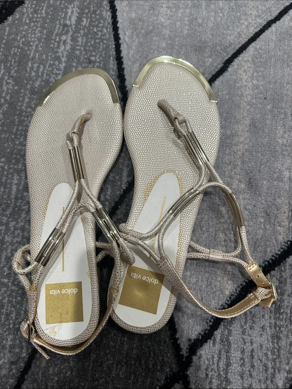 Dolce Vita Metallic Gold T-Strap Sandals